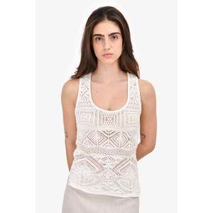 Emilio Pucci White Knit Crochet Sleeveless Top Size XS
